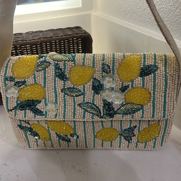 Floral Embroidered lemon beaded Women's Bag NWT - Picture 13 of 13